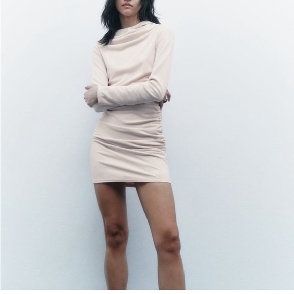 Zara NWT hooded dress open back long sleeve size small - Picture 5 of 12